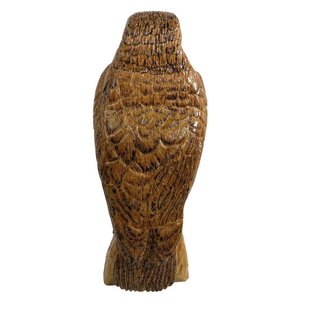 Hand Carved Wooden Hawk Falcon Sculpture Signed Mel Watson Raptor Bird Statue 16 - Picture 10 of 16